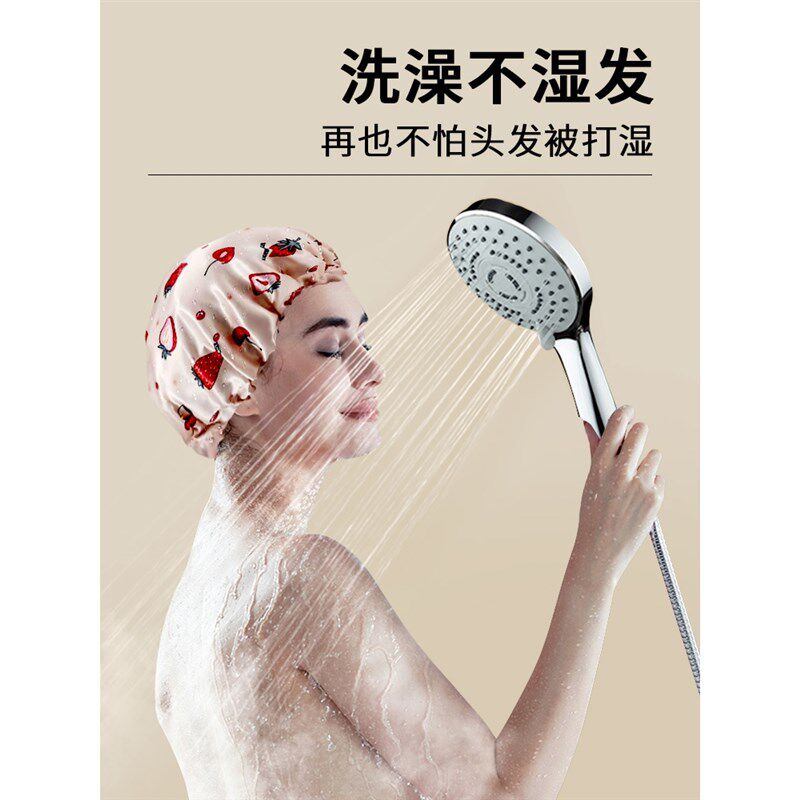 浴帽女防水洗澡家用大号双层可调节防油烟帽子专S用沐浴帽加厚成