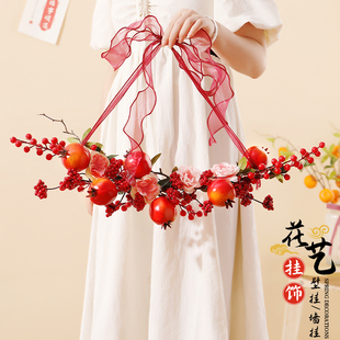 2024新年装饰福字挂件春节龙年花环门挂饰元旦过年客厅场景布置