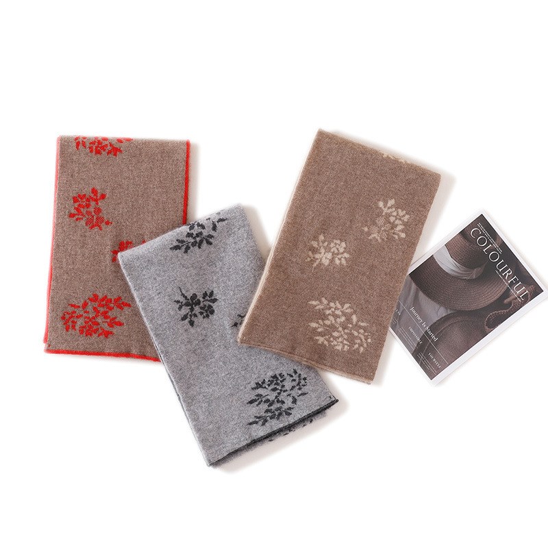 2024秋冬新款山羊绒围巾男女通用公司年会提花拼色保暖围脖