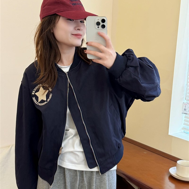 此外 小个子短款棒球n服女2024春款减龄运动夹克外套早春休闲上衣图片