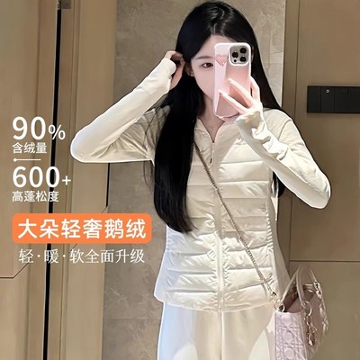 2024秋冬季新款韩版修身鹅绒排C骨羽绒服外套女轻薄冲锋衣内胆上
