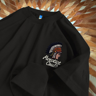 重工刺绣短袖T恤300g重磅美式加肥加大码男装纯棉情侣胖子半袖夏