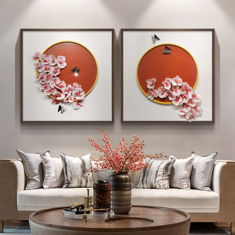 新中式桃花装饰画玄关餐厅书房走廊客厅沙发背景墙挂画软装壁画
