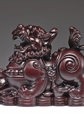 黑檀木雕貔貅摆件实木大号一对工艺礼品摆饰客厅家居办公室装饰开