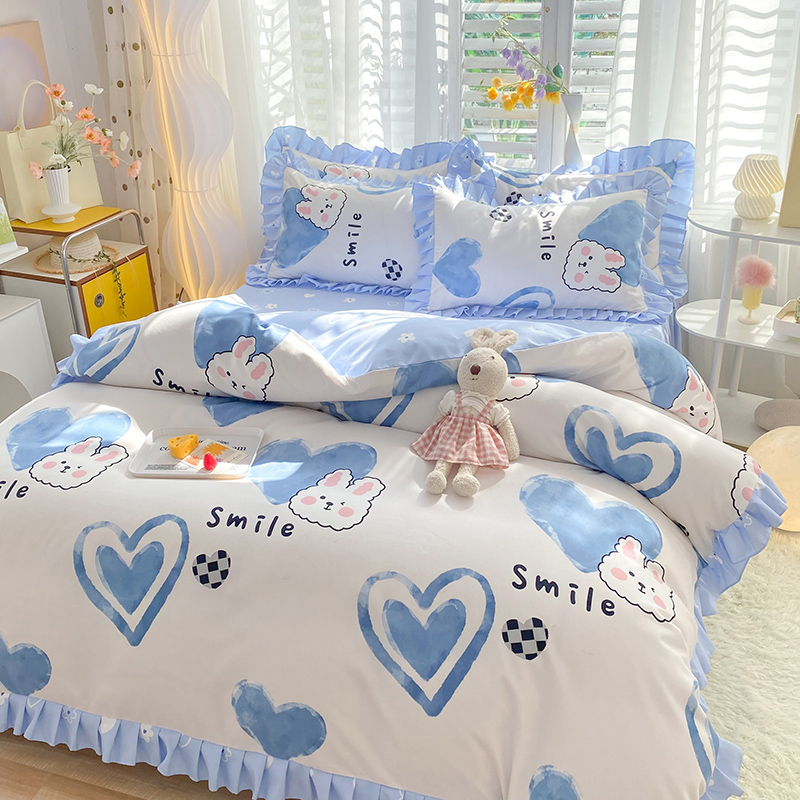 韩版式田园公主风4四件套全棉斜纹少女单双人被套床单床裙款