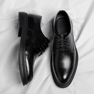 皮鞋男款商务正装软底透气防臭内增高年轻人结婚英伦风尖头高级感