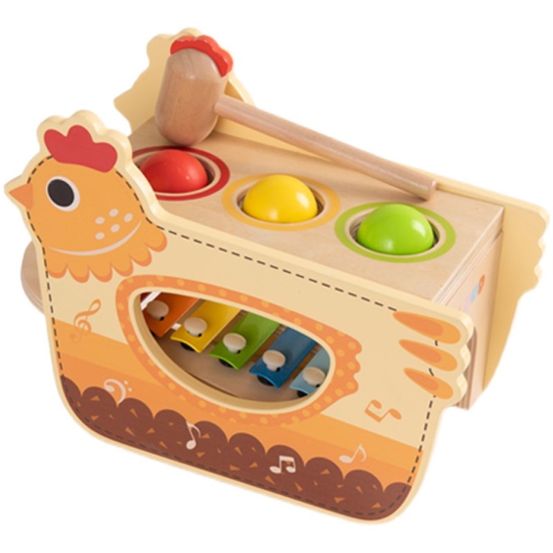 巧琴台礼物八音手敲琴打击乐器小木琴铃鼓益智玩具敲打形状配对