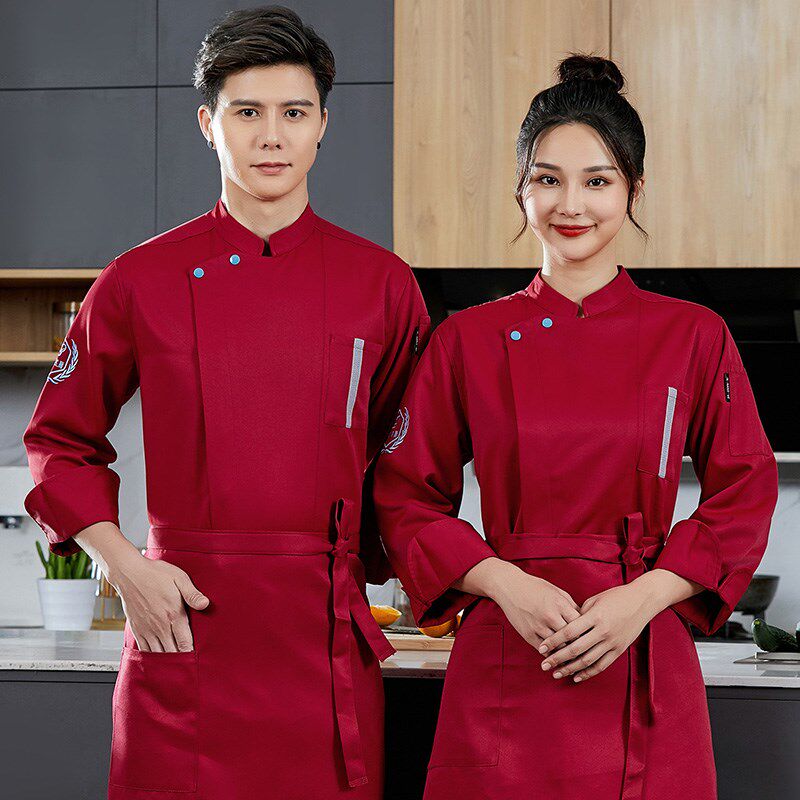厨师服长袖男加厚透气餐饮酒店烘焙厨房饭店厨师工作服女