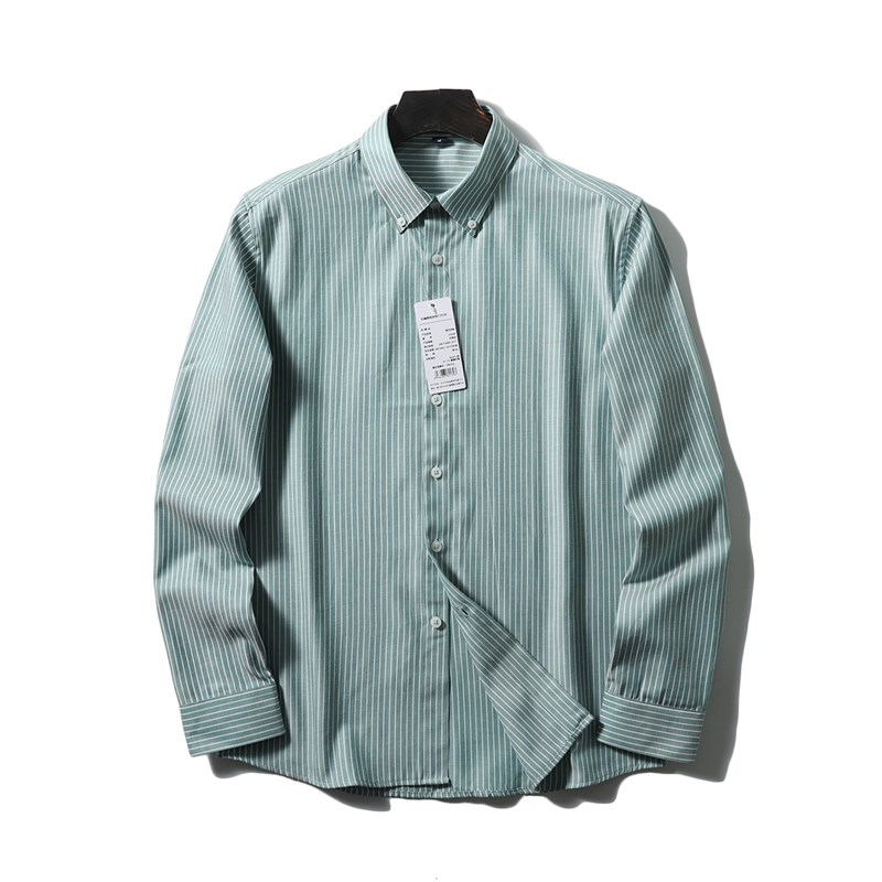 商务条纹!精梳棉!笔挺有型!秋季新款男士尖领通勤休闲长袖衬衫