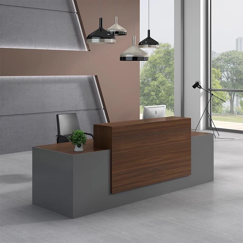 直供公司行政前台接待桌办公桌非烤漆时尚板式收银迎宾服务台