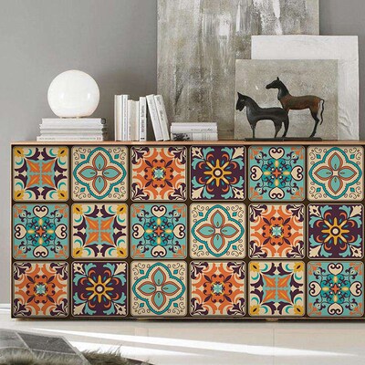 家用厨房卫生间防水墙贴浴室腰线花砖贴自粘墙纸墙面装饰瓷砖贴纸