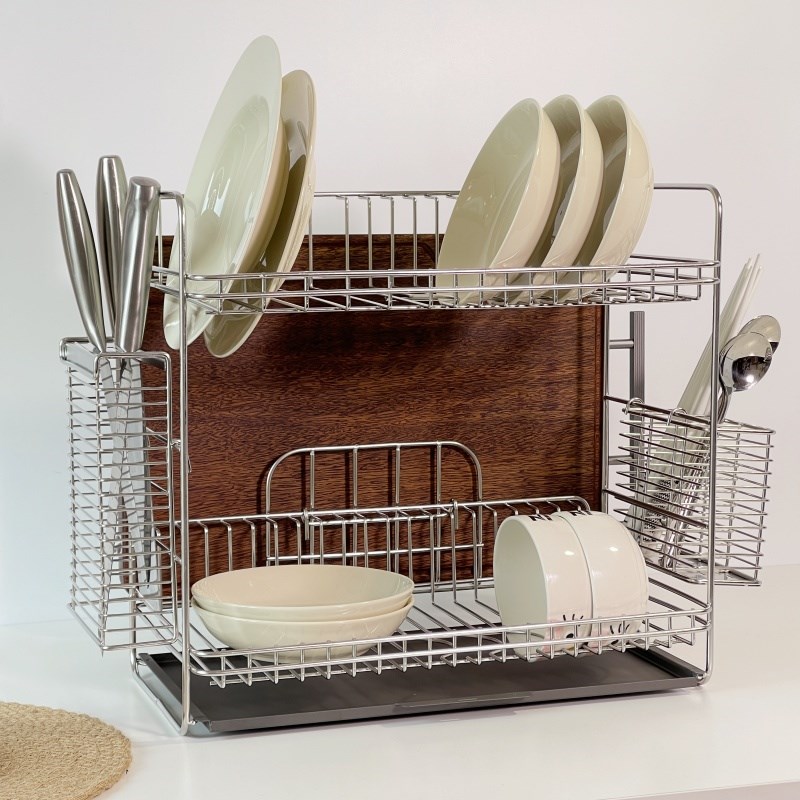 不锈钢沥水架碗架置物架厨房台面式双层沥碗架碗碟餐具收纳架