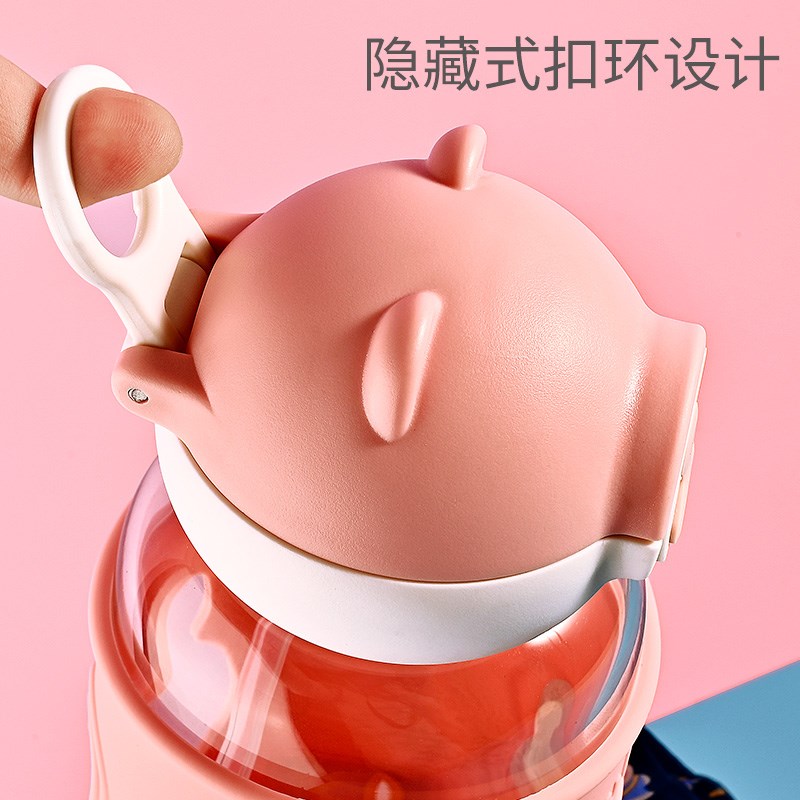 宝宝水杯学饮吸管杯儿童喝奶喝水直饮杯防摔外出携带可爱水壶