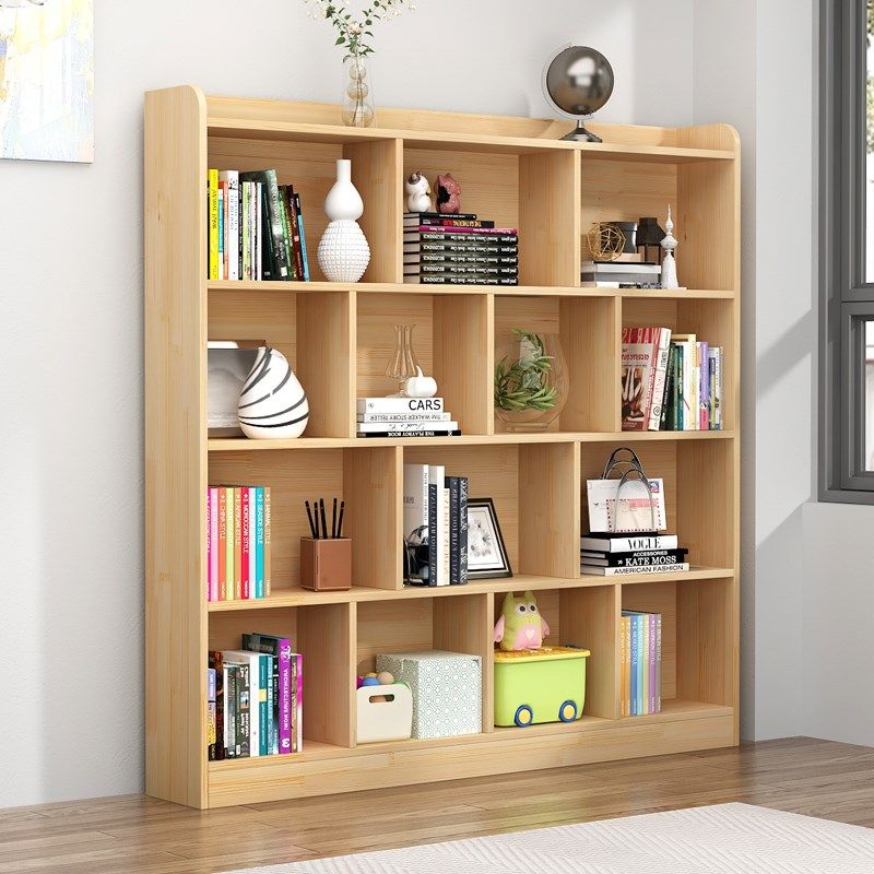 实木儿童书架置物架落地矮柜学生书柜家用客厅简易收纳储物格子柜,住宅家具,单个书柜,淘宝优惠券,粉丝福利购,淘宝优惠卷