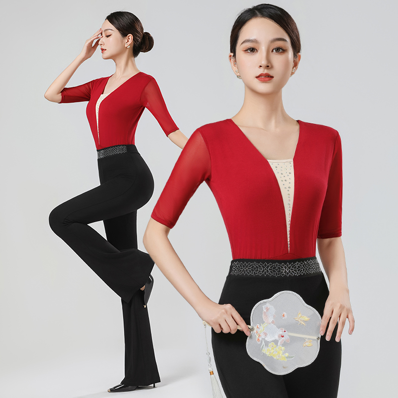 形体服2024新款大码导师模特走秀形体训练服套装高端喇叭形体裤