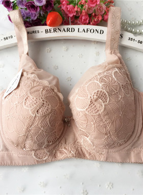 夏季大码全罩杯聚拢超薄款文胸75c 90C调整型胸罩红色内衣女75D