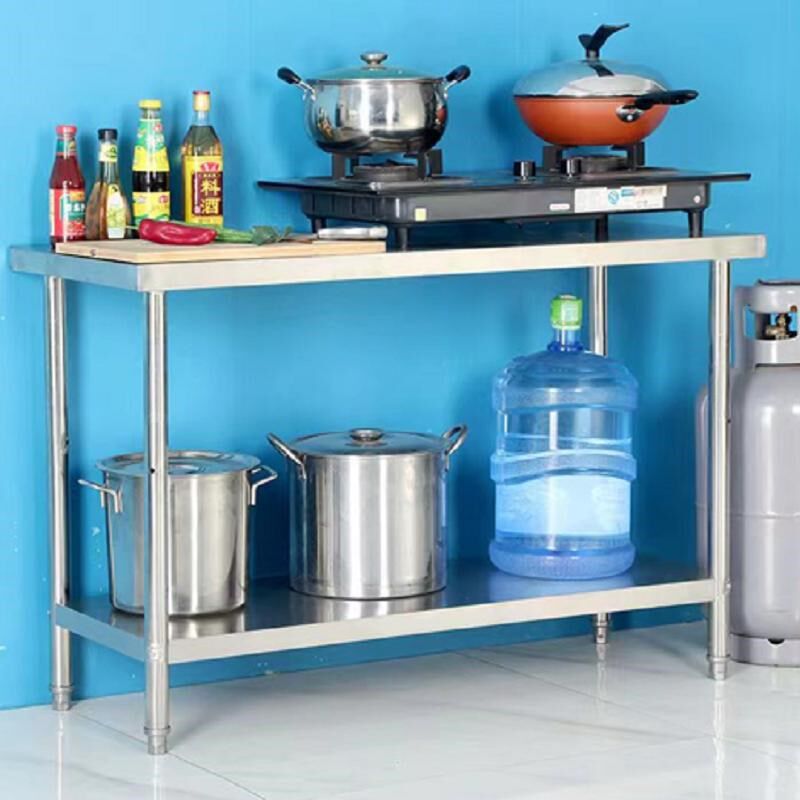 2025新款不锈钢厨房双层剁骨工作台加厚打荷台切菜桌打包案板剁骨