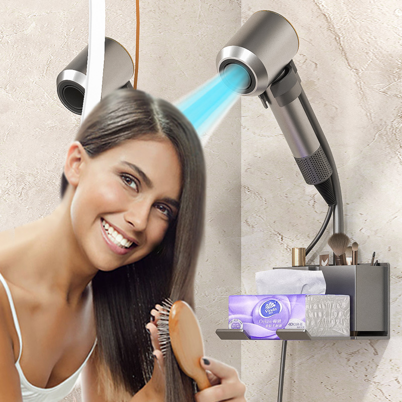 免打孔吹风机置物架懒人支架免手持卫生间浴室风筒壁挂电吹风挂架