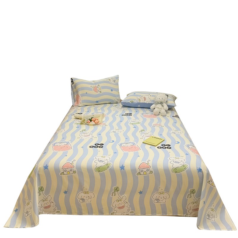 学生宿舍可爱卡通100全棉亲肤床单单件1.5m1.8米被单人三件套