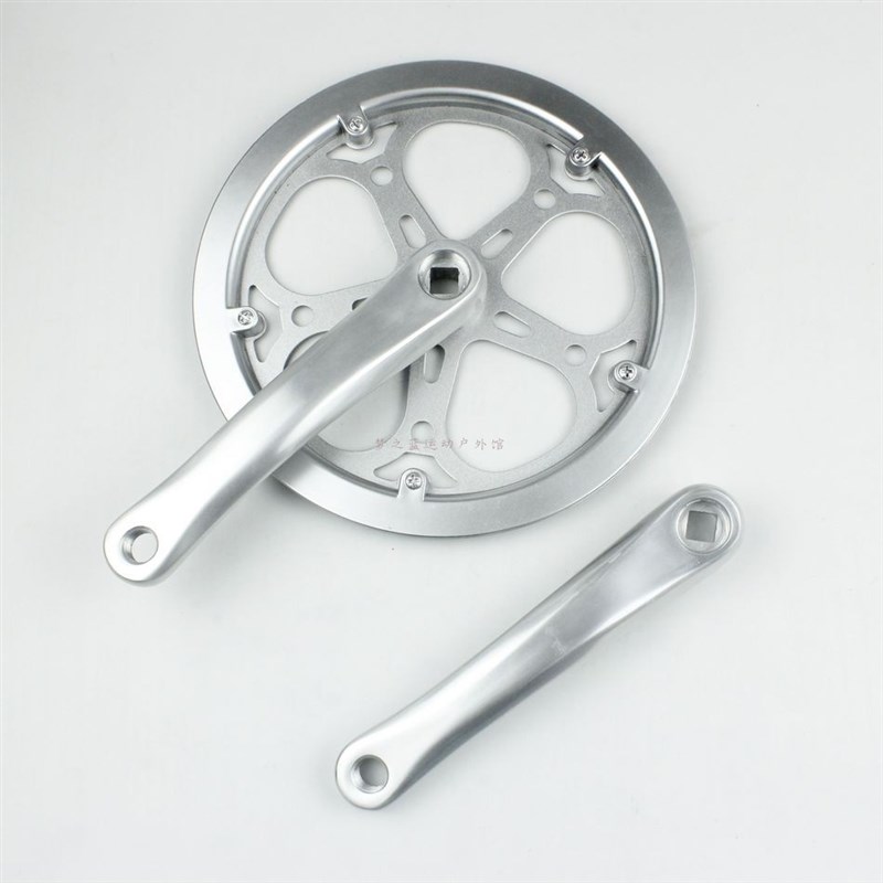 折叠车牙盘套装自行车52T齿牙盘钢盘170铝合金曲柄菱形孔单速齿盘