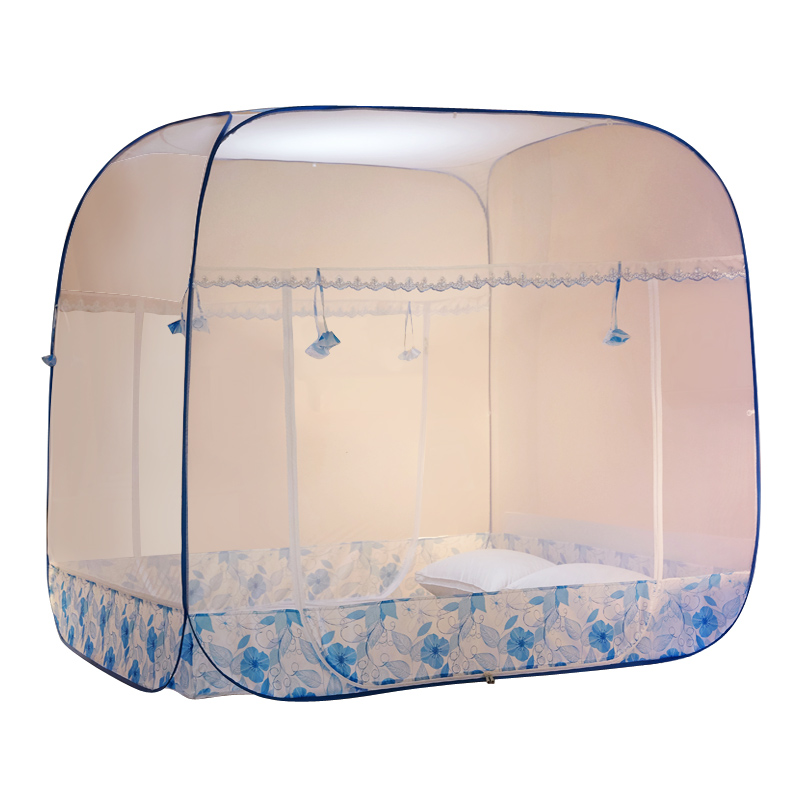 蒙古包蚊帐1.2单人免安装三开门1.5拉链1.8m床有底2米双人家用2.2
