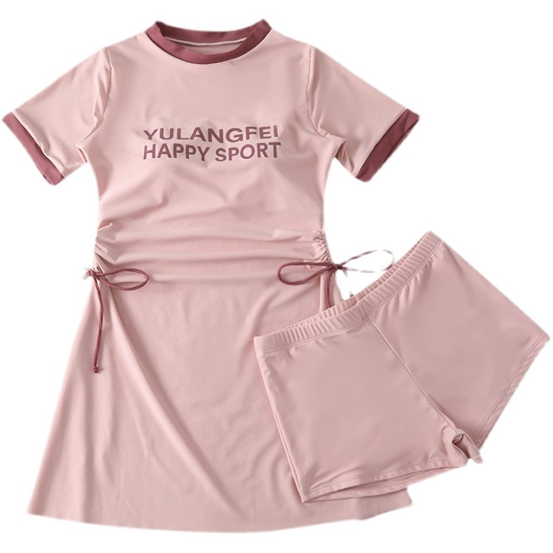 微胖女孩泳衣女款分体式保守游泳衣大码胖mm遮肉显瘦带胸垫泡温泉