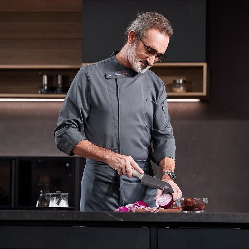 秋冬季长袖厨师服酒店餐s厅后厨咖啡烘焙西点制服高档餐饮工装男