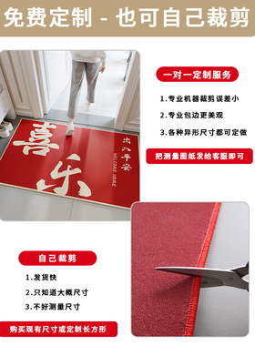 红色入户门地垫耐脏玄关进门脚垫可裁剪客厅家用门口垫子防滑地毯