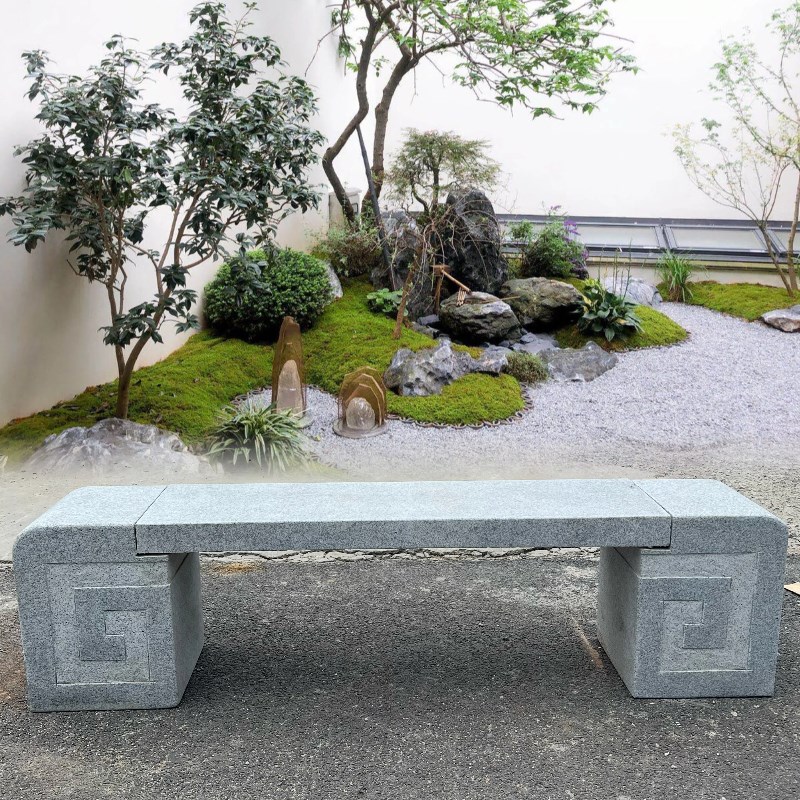 天然花岗岩大理石石桌石凳庭院一套花园公园户外家用石凳长条石椅