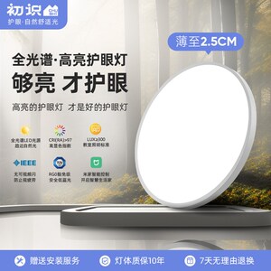 初识灯饰 超薄高亮全光谱护眼吸顶灯 现代简约卧室儿童房圆形灯具