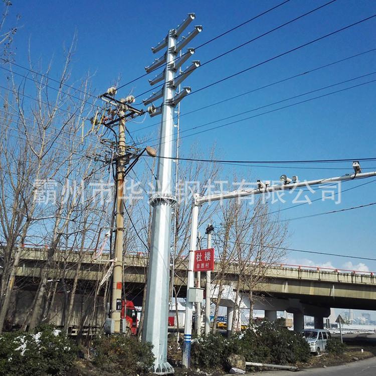 法兰连接钢管杆 热镀锌电力钢杆 10KV钢制电力塔 输电钢管塔批发