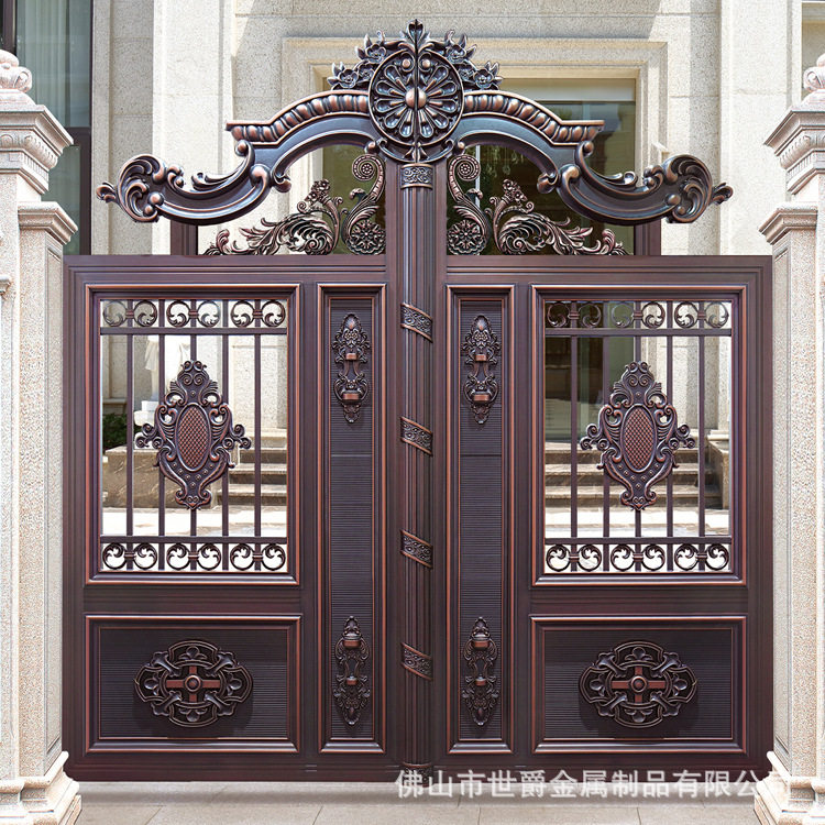 铝合金别墅围墙庭院门双开铝艺进户大门自建房花园院子推拉栅栏门