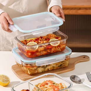 高硼硅玻璃饭盒超大容量微波炉加热专用餐盒食品级冰箱密封保鲜盒
