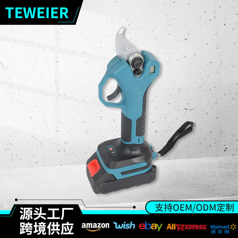 跨境带数显锂电修枝剪家用多功能充电式果树电剪刀园林树枝修枝剪
