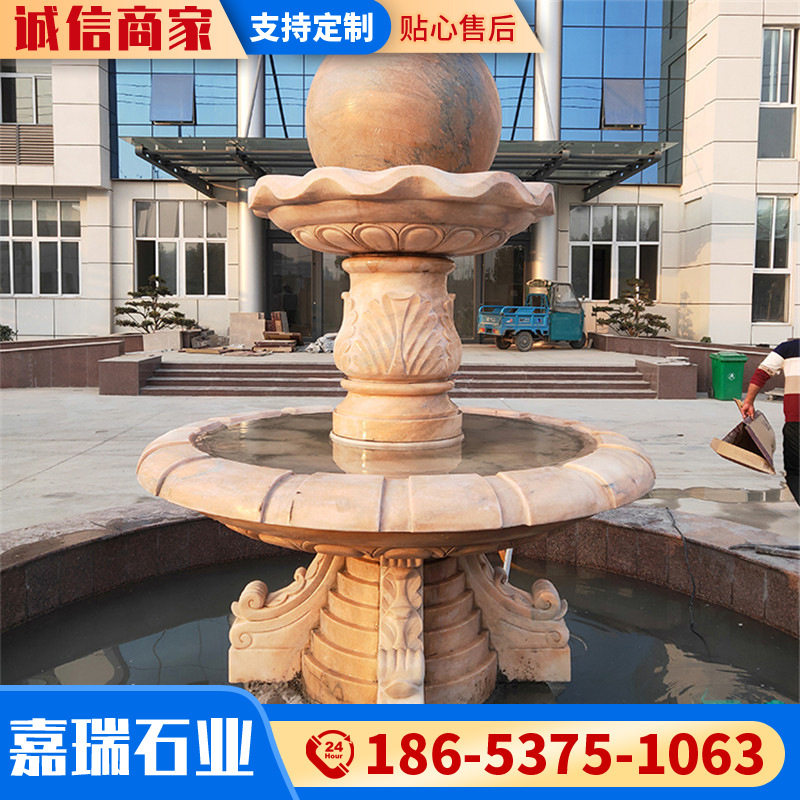 欧式双层石雕喷泉庭院别墅造景