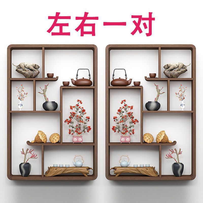新中式实木壁挂茶壶展示架
