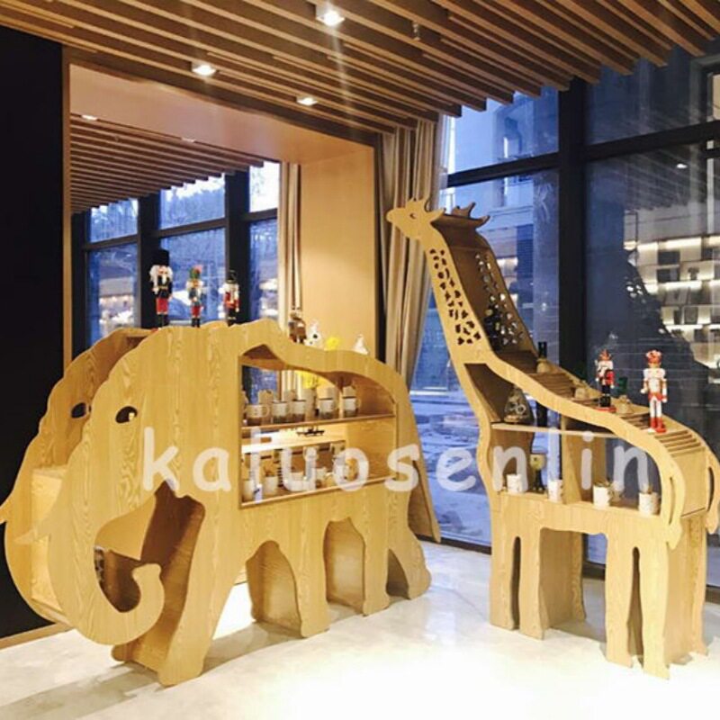 奇可多长颈鹿储物架动物造型收纳架创意鹿书架样板房软装落地摆件