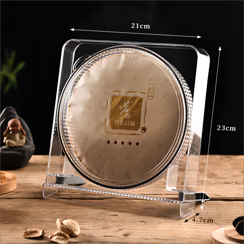 普洱茶茶饼收纳盒密封透明防潮储存罐茶叶罐中式家用茶饼盒展示架