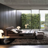 意式 极简轻奢卧室家具现代网红ins磨砂绒双人大床北欧民宿设计师