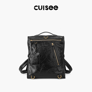 Cuisee/崔氏新款遇见双肩包油蜡皮短途旅行包休闲中号无性别包包