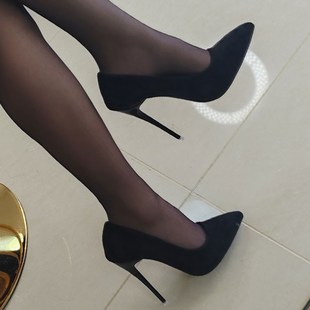 绒面高跟鞋 女尖头细跟超高跟12厘米大码 2025春秋新款