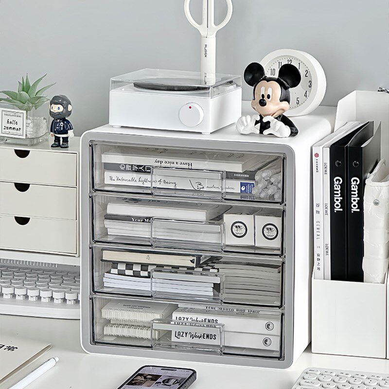 办公室桌面文件柜抽屉式a4文件资料档案收纳盒桌上多层储物整理柜