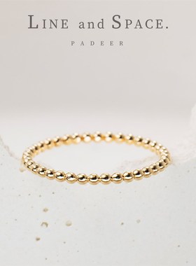 14K包金1.5mm实心豆豆圆珠戒指 关节戒指女尾戒小指 简约冷淡ins