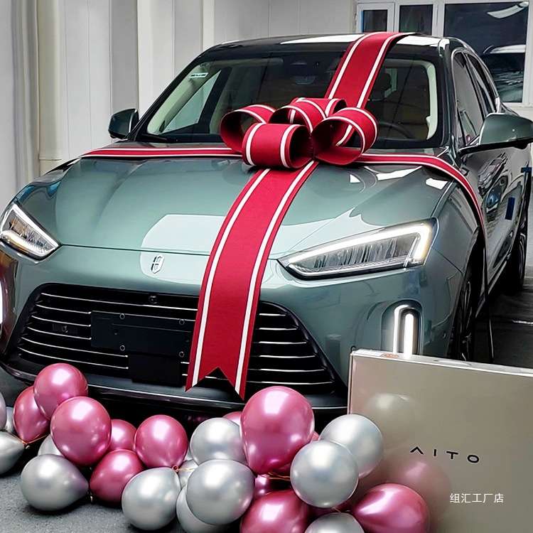 交车蝴蝶结电动汽车展厅AITO赛力斯提新车交付仪式装饰大红蝴蝶结