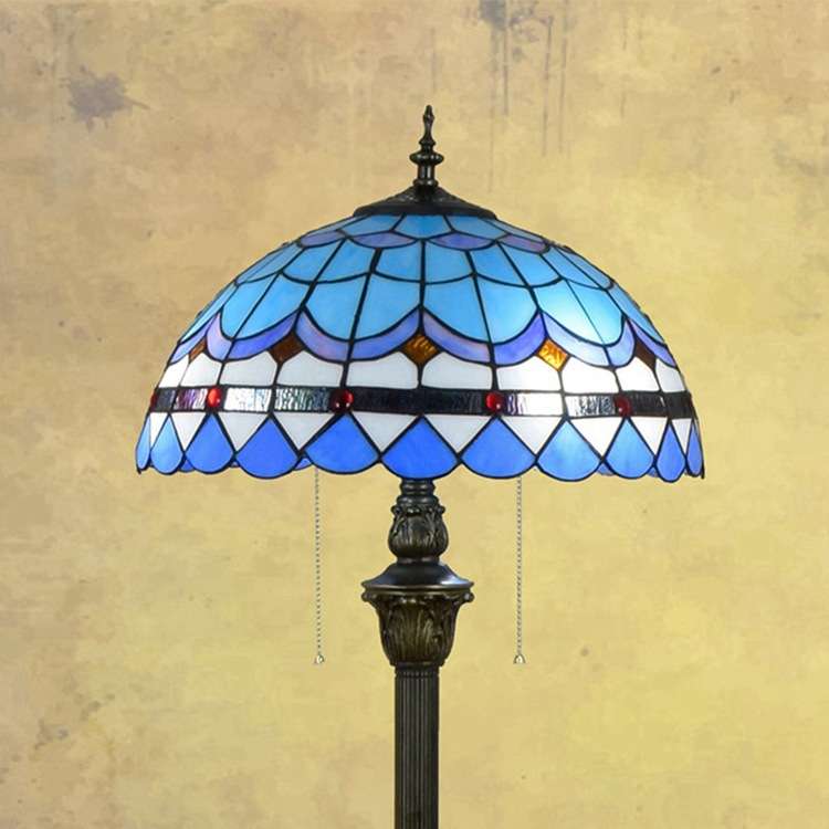 欧琈蒂凡尼40CM现代地中海蓝色客厅餐厅卧室床头落地灯彩色玻璃灯