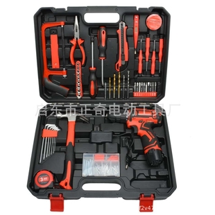 家用工具套装大全五金充电钻电工维修多功能工具箱锂电池手电钻