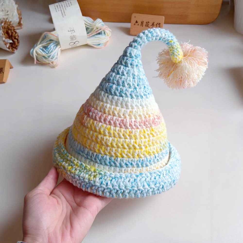 彩虹精灵帽子儿童小孩子宝宝毛线钩织diy材料包手工编织生日礼物