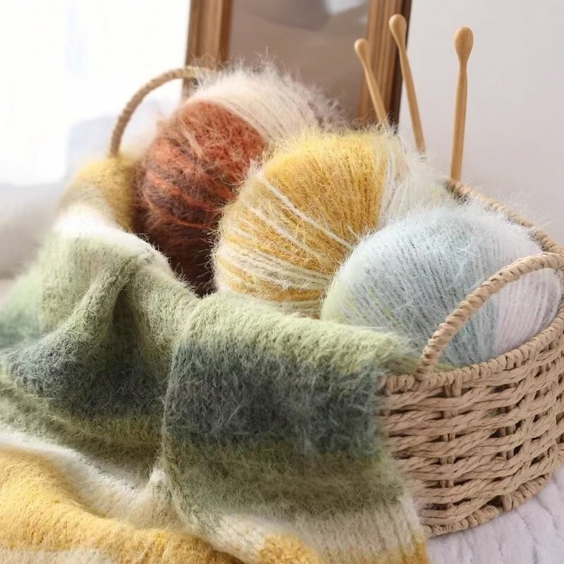 段染长渐变38%羊毛柔软亲肤帽子围巾毛线披肩手工编织diy绿野仙踪