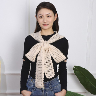 百搭小披肩领结毛线钩织diy材料包针织礼物手工编织成品大蝴蝶结