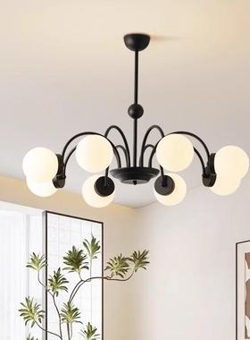 法式复古客厅吊灯中古风简约黑色魔豆主灯高级感卧室餐厅灯具